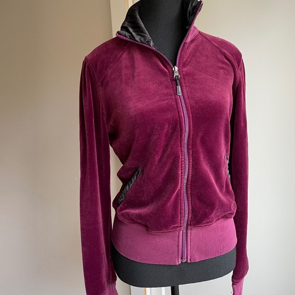 Lululemon Sport. Jacket Velour Zip Front Collar Maroon. Y2K - Picture 1 of 10